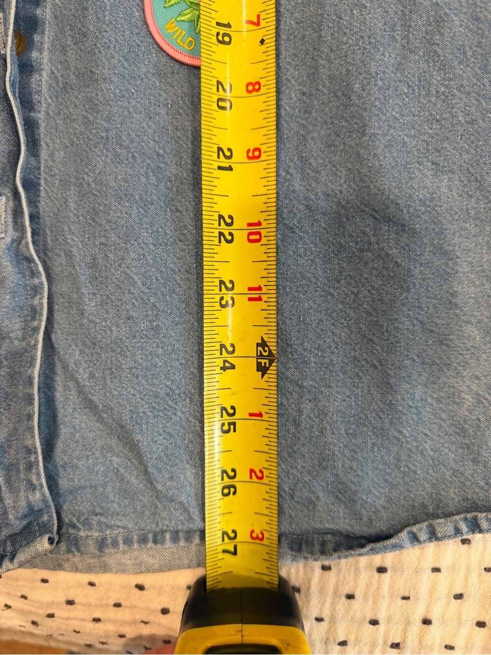 Vintage Denim Button Down with U of C and Alberta Patches Womens L - Picture 14 of 14